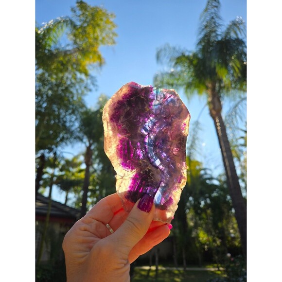 Rainbow Fluorite Crystal Natural Stone Slab - Picture 5 of 12